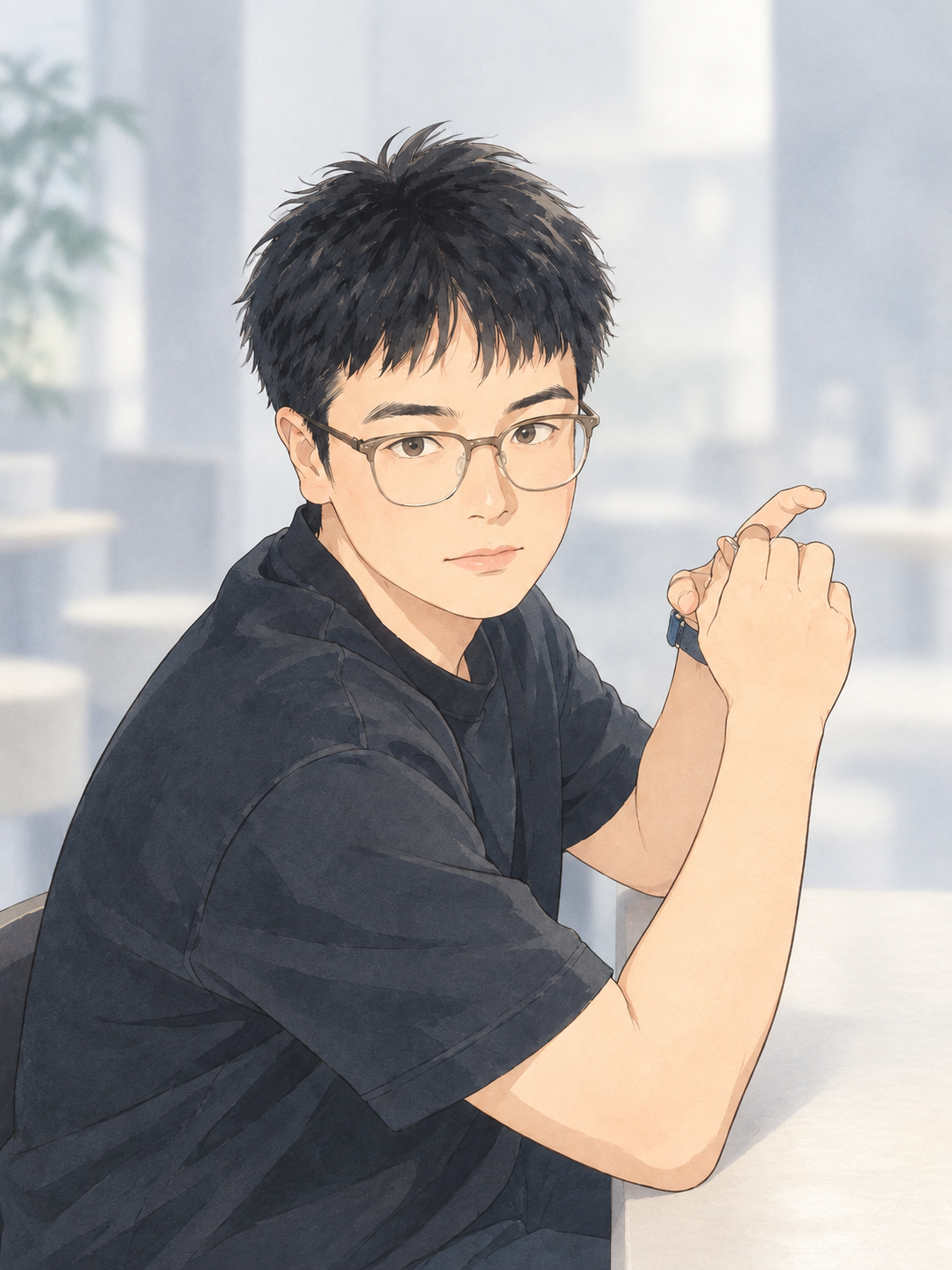 Illustrated portrait of Yuzhe Gu